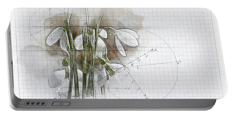 Artdi Portable Battery Charger featuring the digital art Snowdrops by Art Di