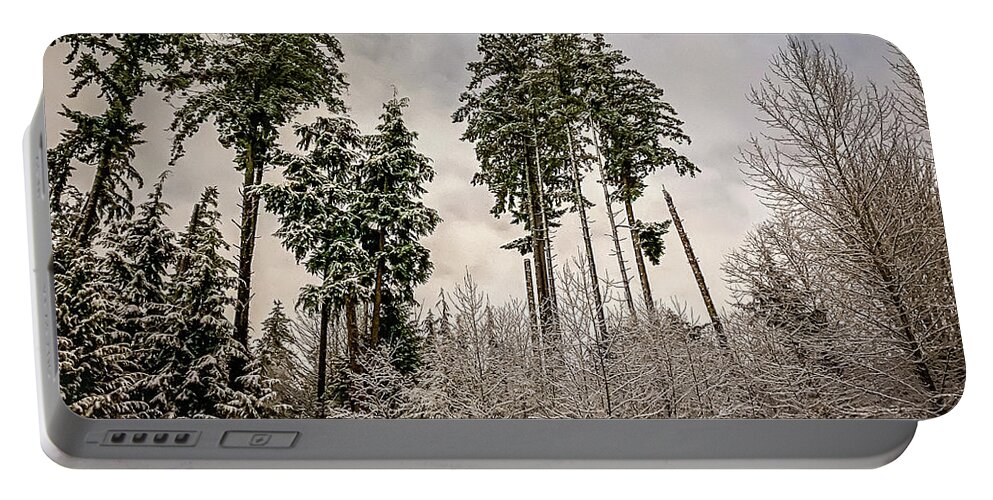 Forest Portable Battery Charger featuring the photograph Snowy Forest by Anamar Pictures