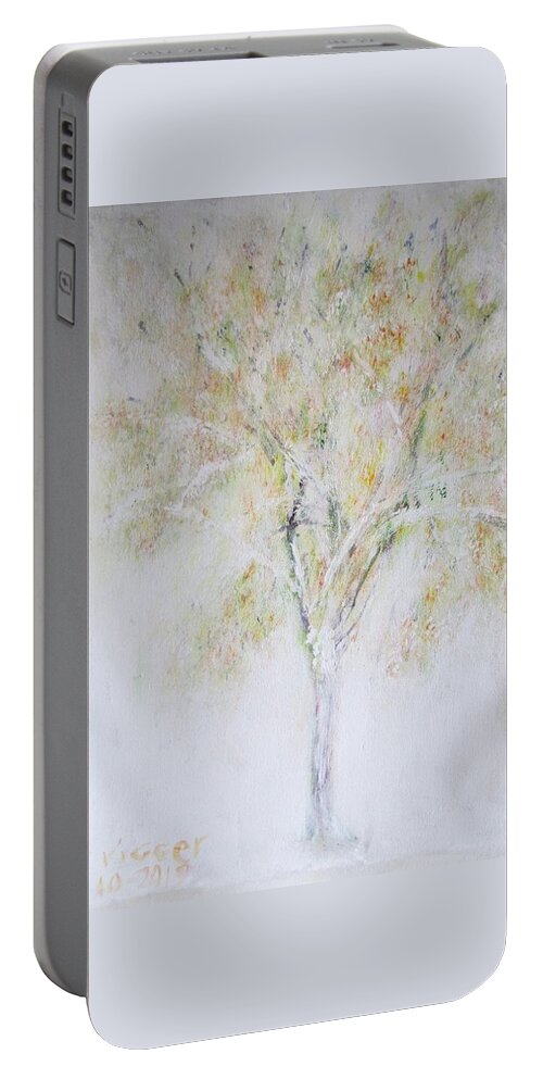 Impressionism Portable Battery Charger featuring the painting Snowy November Day by Glenda Crigger