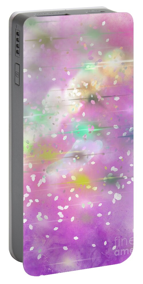 Pink Sky Portable Battery Charger featuring the digital art Snowy Pink Sky #1 by Zotshee Zotshee