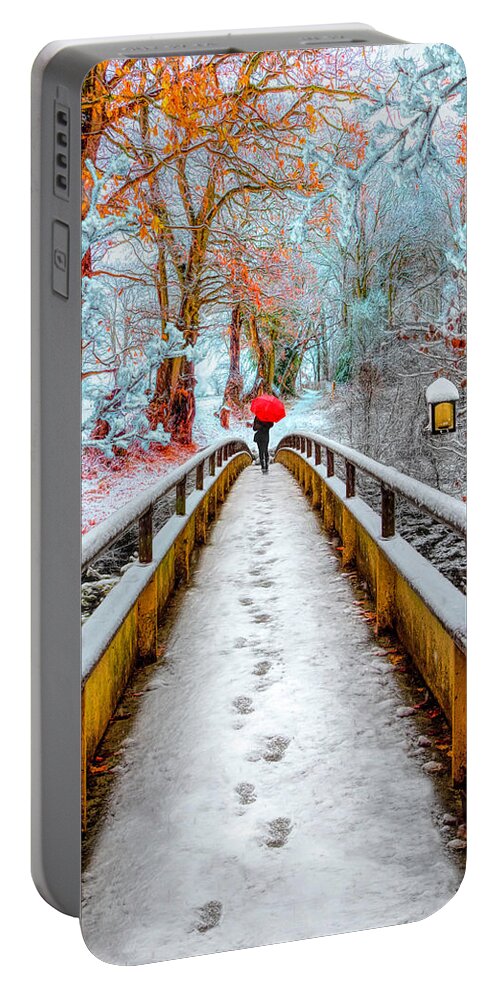 Carolina Portable Battery Charger featuring the photograph Snowy Walk by Debra and Dave Vanderlaan