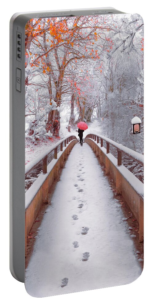 Carolina Portable Battery Charger featuring the photograph Snowy Walk Painting by Debra and Dave Vanderlaan