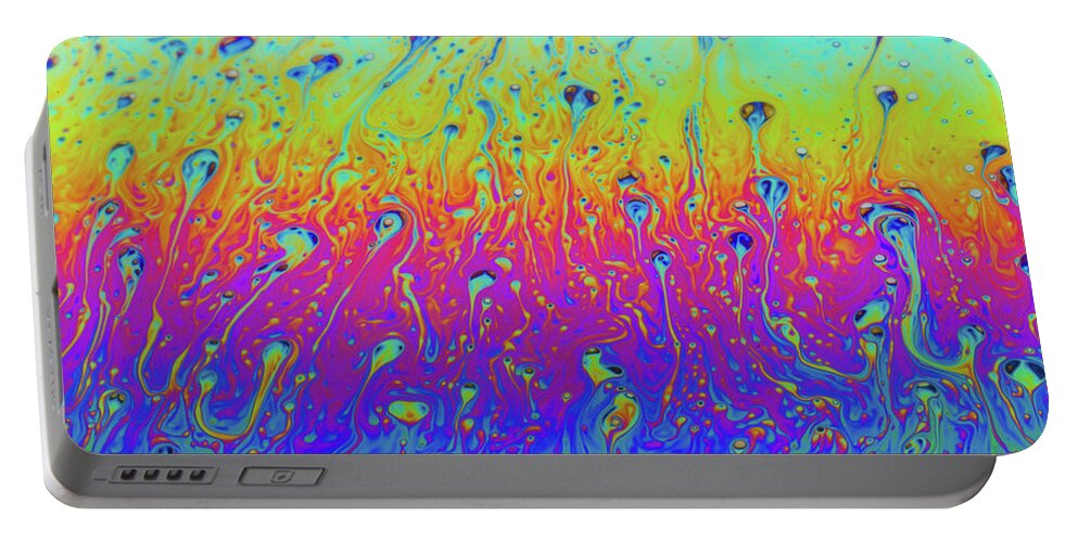 Bubble Portable Battery Charger featuring the photograph Soap Bubble Air Molecules by SR Green