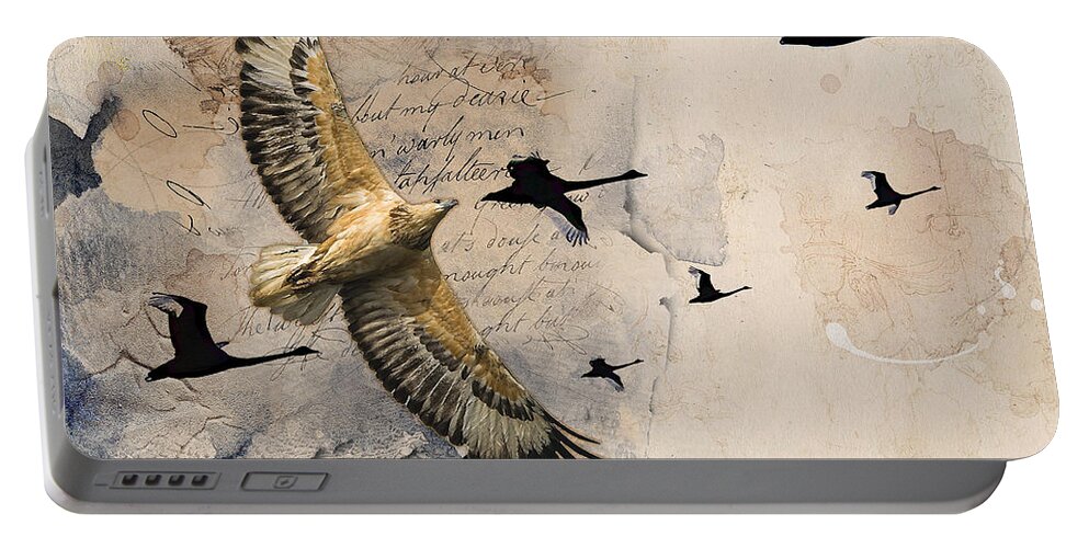 Soar Portable Battery Charger featuring the digital art Soar Like an Eagle by Cindy Collier Harris