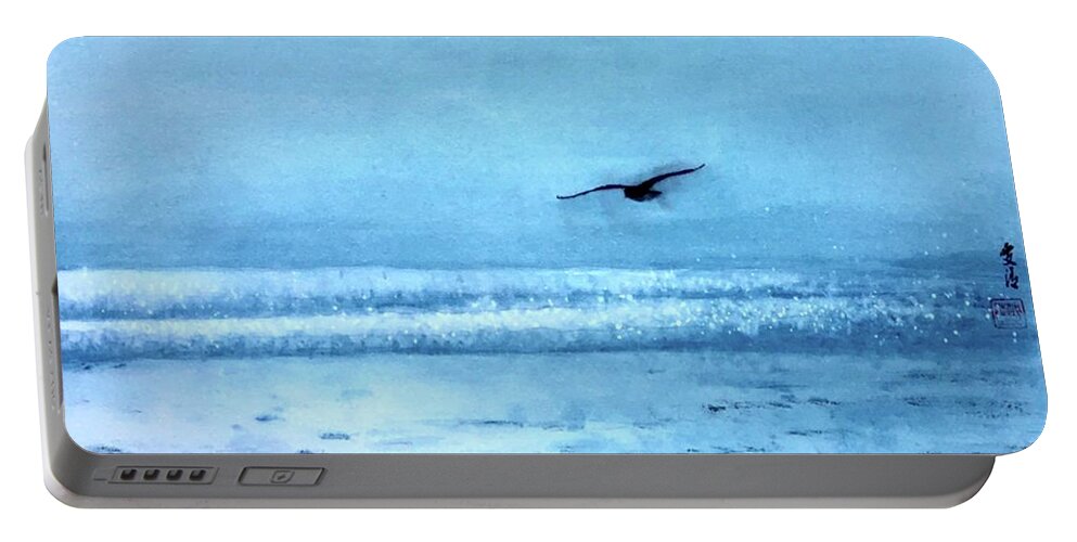 Ink Painting Portable Battery Charger featuring the painting Soaring Freely by Carmen Lam
