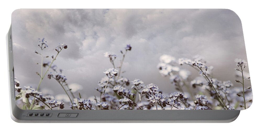 Clouds Portable Battery Charger featuring the photograph Soft Wildflowers Waving in the Breeze by Debra and Dave Vanderlaan
