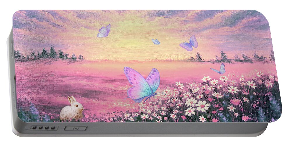 Summer Portable Battery Charger featuring the painting Somewhere Between Earth and Heaven by Yoonhee Ko