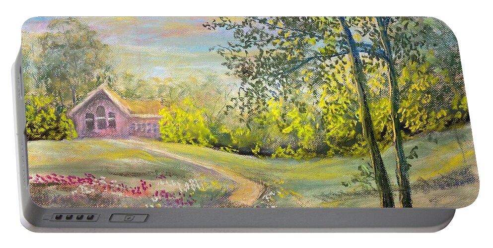 Pastel Painting Portable Battery Charger featuring the pastel Somewhere That's Green by Larry Whitler