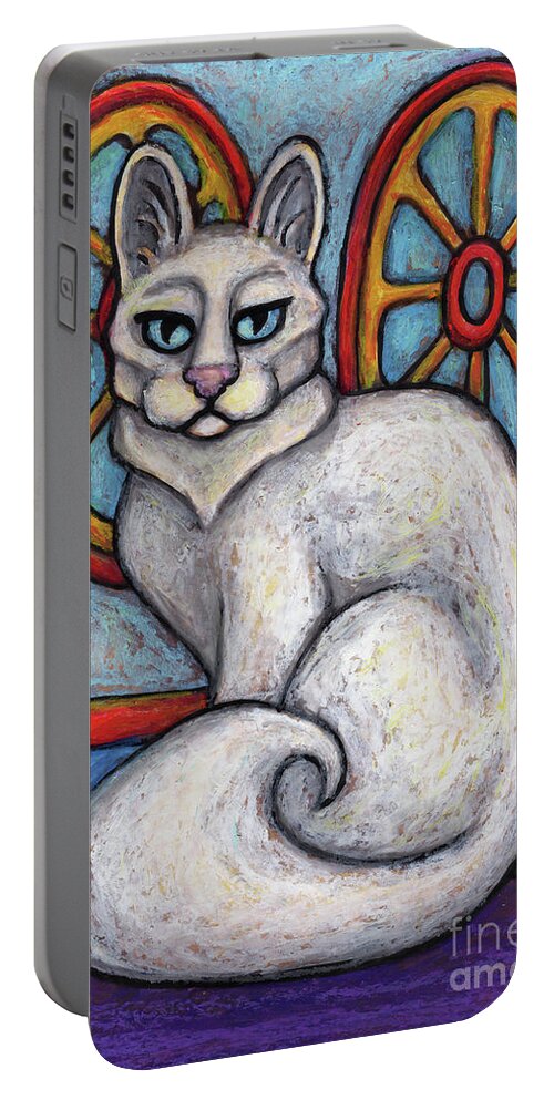 Cat Portrait Portable Battery Charger featuring the painting Sookie. The Hauz Katz. Cat Portrait Painting Series. by Amy E Fraser