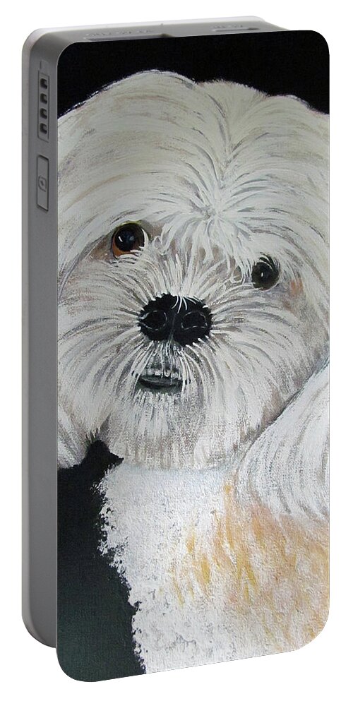 Dog Portable Battery Charger featuring the painting Sophia by Gloria E Barreto-Rodriguez