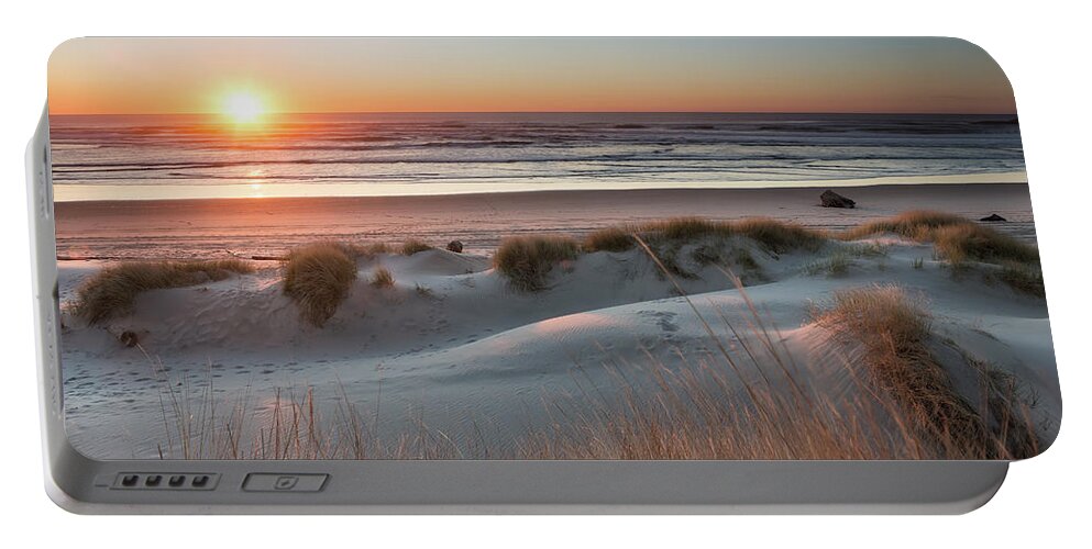 Sunset Portable Battery Charger featuring the photograph South Jetty Beach Sunset, No. 3 by Belinda Greb