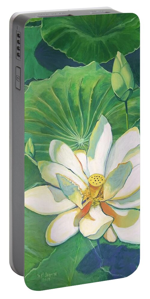 Water Portable Battery Charger featuring the painting Southern Water Lily by Jeanette Jarmon