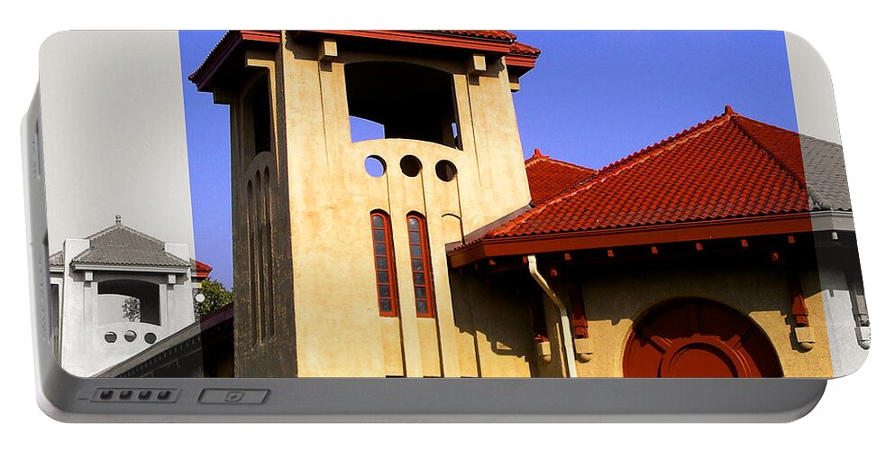 Architecture Portable Battery Charger featuring the photograph Spanish Architecture Tile Roof Tower by Patrick Malon