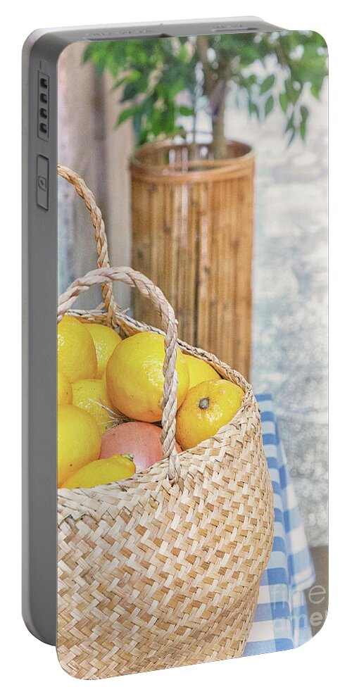 Lemons Portable Battery Charger featuring the photograph Spanish Lemons by Becqi Sherman