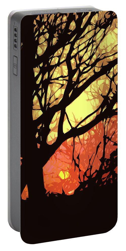 Sunset Portable Battery Charger featuring the digital art Spectacular Sunset by Nancy Olivia Hoffmann