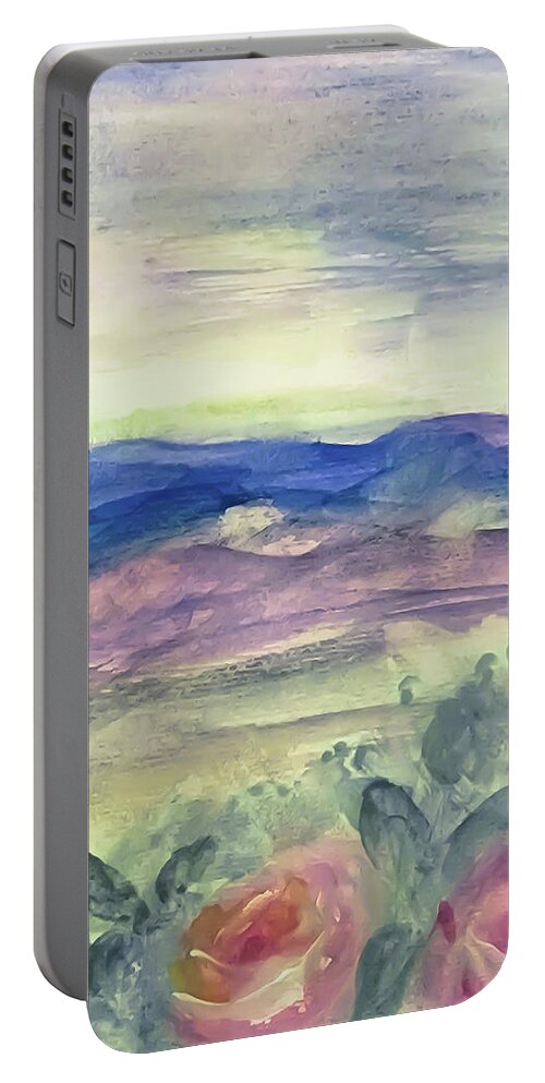 Watercolor Portable Battery Charger featuring the painting Spend Time Here by Lisa Kaiser