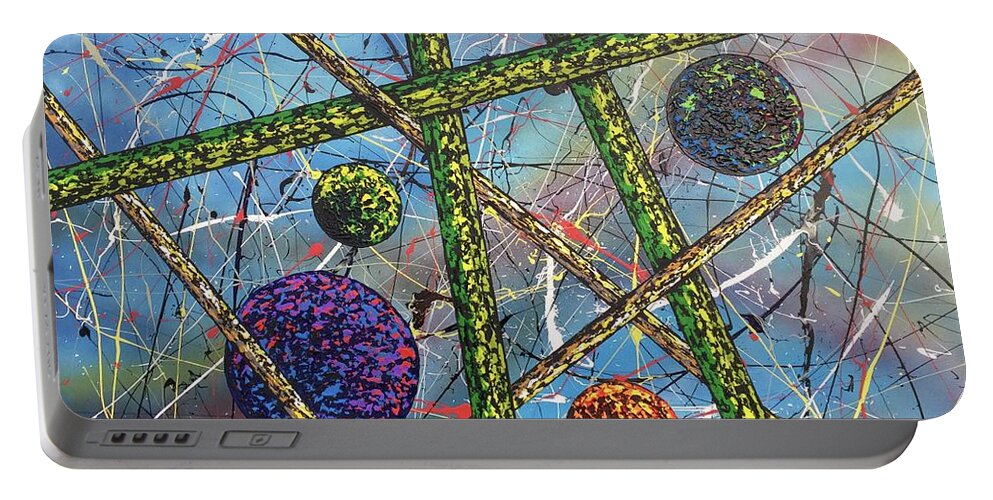 Abstract Portable Battery Charger featuring the painting Spheres #5 by Micah Guenther