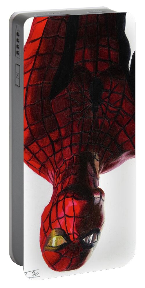 Spider-man Portable Battery Charger featuring the drawing Spider-Man Timeless by Philippe Thomas