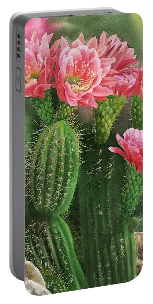 Flower Portable Battery Charger featuring the painting Spiky Beauty by Espero Art