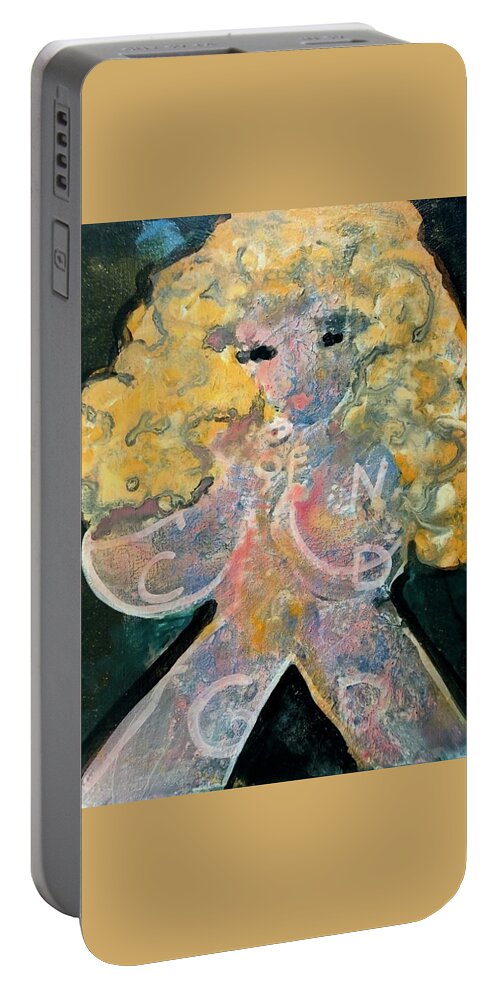 Blonde Portable Battery Charger featuring the painting Spinner by Leslie Porter