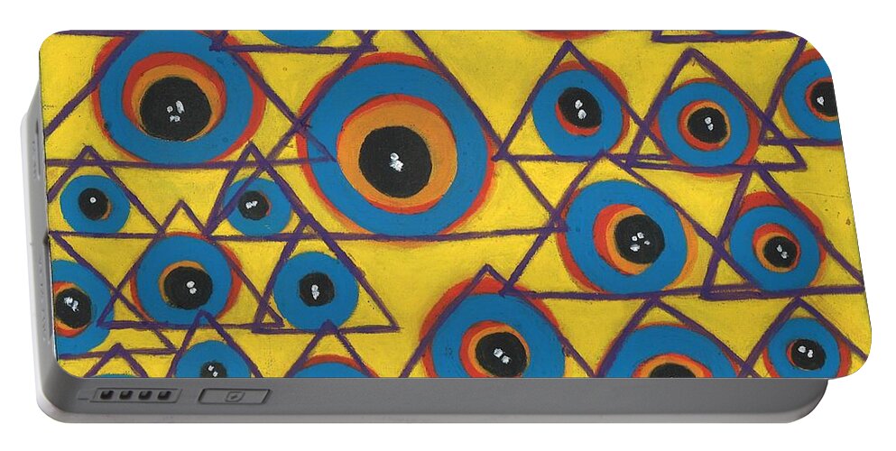 Yellow Portable Battery Charger featuring the painting Spirit Guides by Esoteric Gardens KN