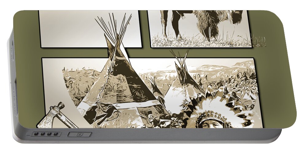 Great Plain Portable Battery Charger featuring the digital art Spirit of the Great Plains by Greg Joens