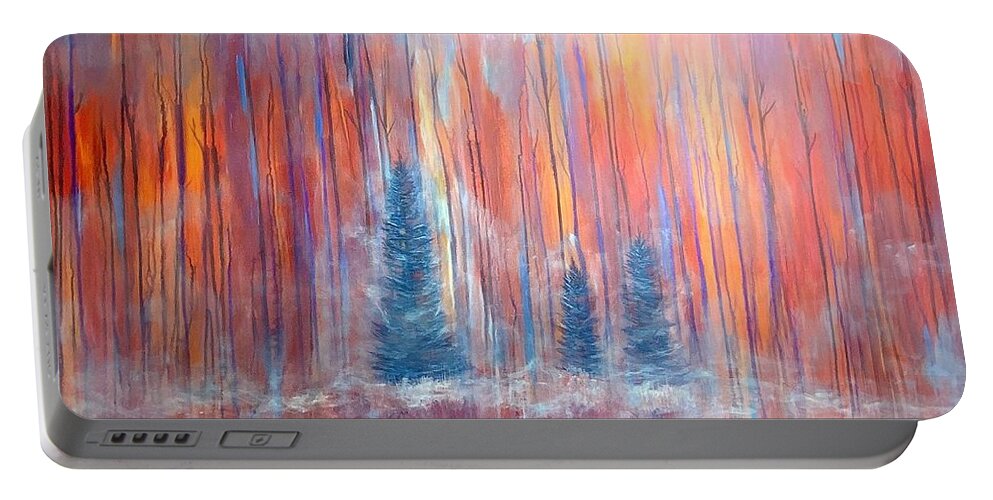Acrylic Painting Portable Battery Charger featuring the painting Spirits at Dusk by Soraya Silvestri