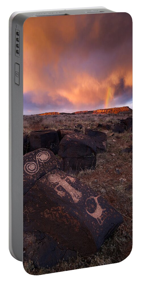 Petroglyph Portable Battery Charger featuring the photograph Spirits Awakening by Peter Boehringer