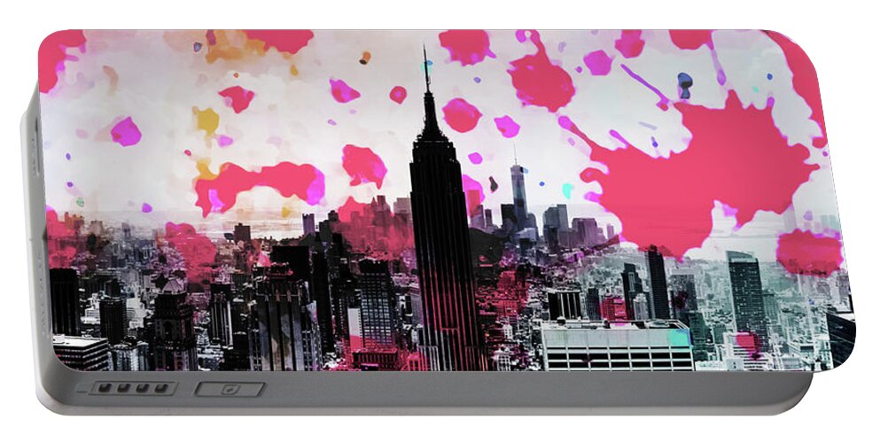 New York City Skyline Portable Battery Charger featuring the photograph Splatter Pop Triptych_2 by Az Jackson