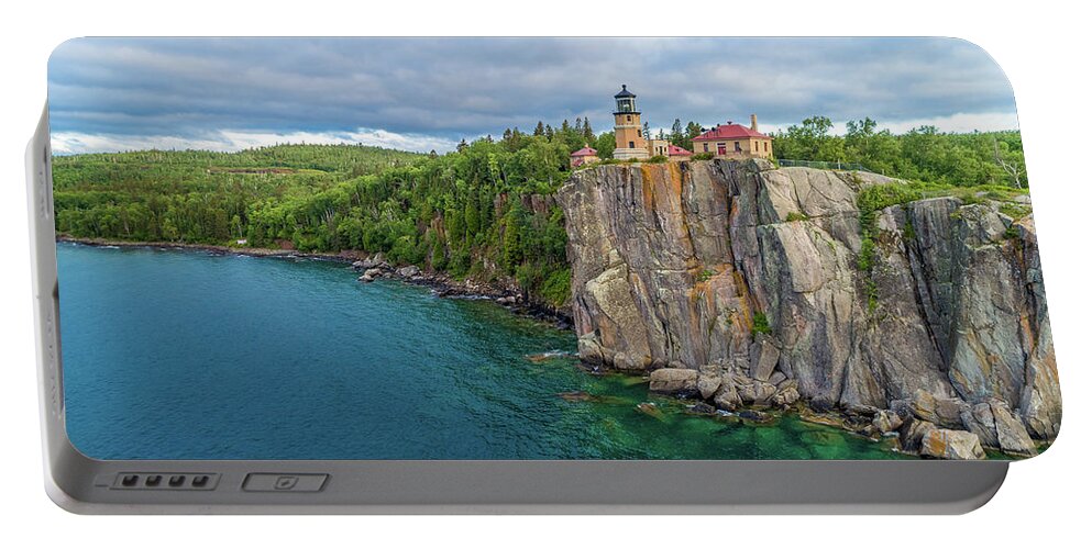 Split Rock Lighthouse Portable Battery Charger featuring the photograph Split Rock Lighthouse Aerial by Sebastian Musial