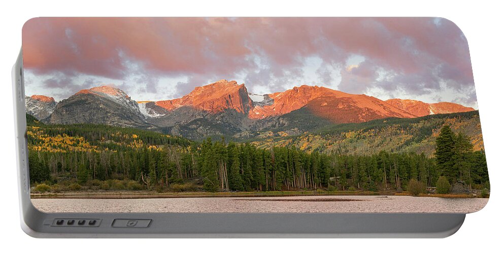 Sprague Lake Portable Battery Charger featuring the photograph Sprague Lake Autumn Sunrise by Aaron Spong