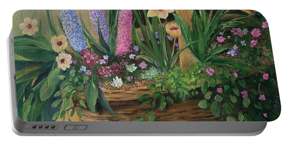 Spring Portable Battery Charger featuring the painting Spring Basket by Jane Ricker