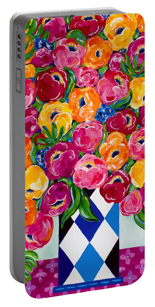 Flower Bouquet Portable Battery Charger featuring the painting Spring Blooms by Beth Ann Scott