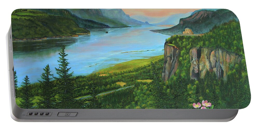 Columbia River Gorge Portable Battery Charger featuring the painting Spring Columbia River Gorge by Jeanette French
