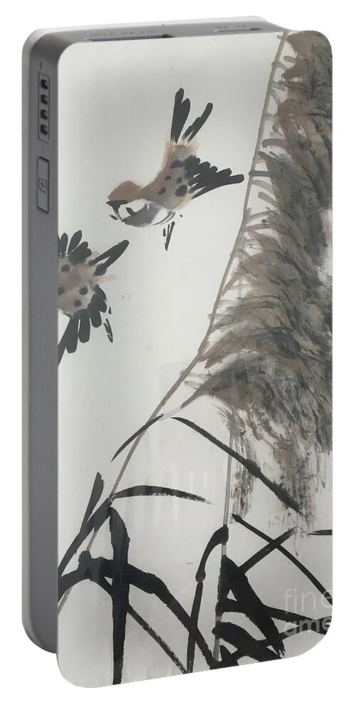 Bird Portable Battery Charger featuring the painting Spring Coming by Carmen Lam