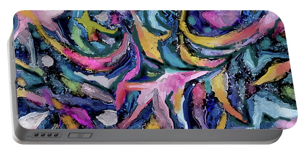 Colorful Abstract Portable Battery Charger featuring the digital art Spring Delight by Jean Batzell Fitzgerald
