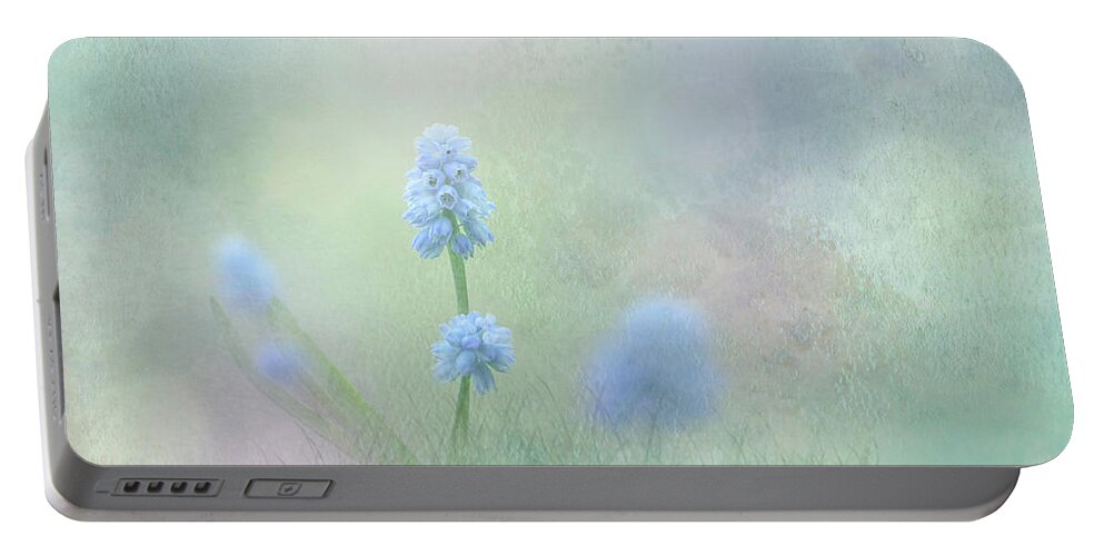 Spring Flowers Portable Battery Charger featuring the photograph Spring Ephemeral with Texture - Muscari by Patti Deters