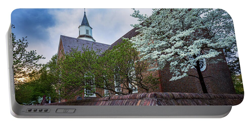 Bruton Parish Church Portable Battery Charger featuring the photograph Spring Evening at the Parish by Rachel Morrison