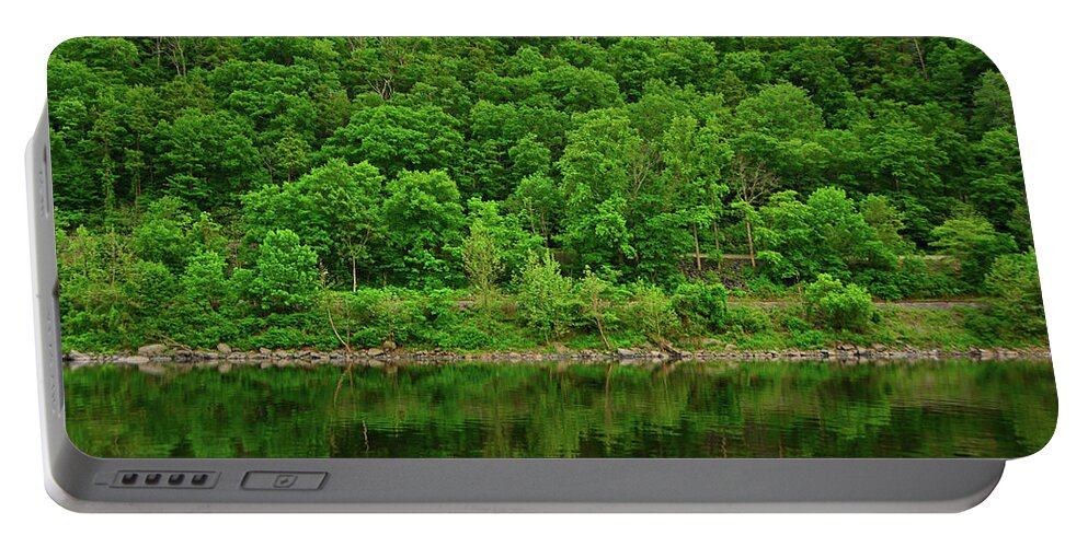 Spring Green Along The Delaware River Portable Battery Charger featuring the photograph Spring Green Along the Delaware River by Raymond Salani III