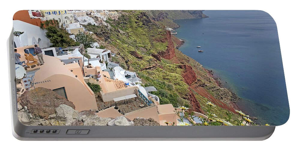 Santorini Portable Battery Charger featuring the photograph Spring in Santorini - Oia by Yvonne Jasinski