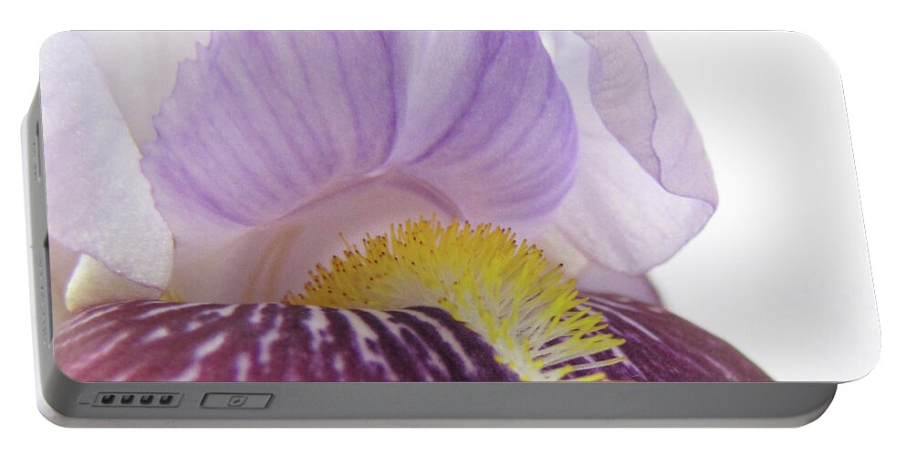 Flower Portable Battery Charger featuring the photograph Spring Iris Close Up by David and Carol Kelly