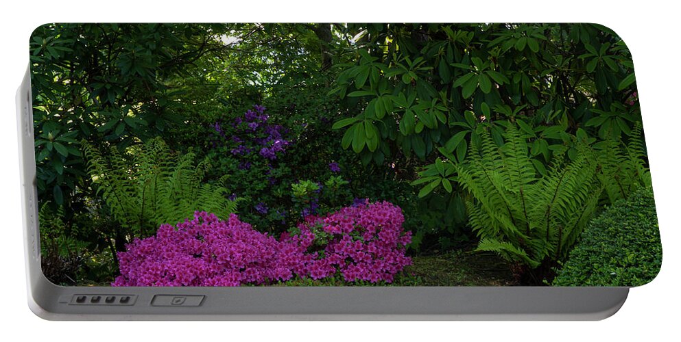 Jenny Rainbow Fine Art Photography Portable Battery Charger featuring the photograph Spring Japanese Garden in Prague 4 by Jenny Rainbow