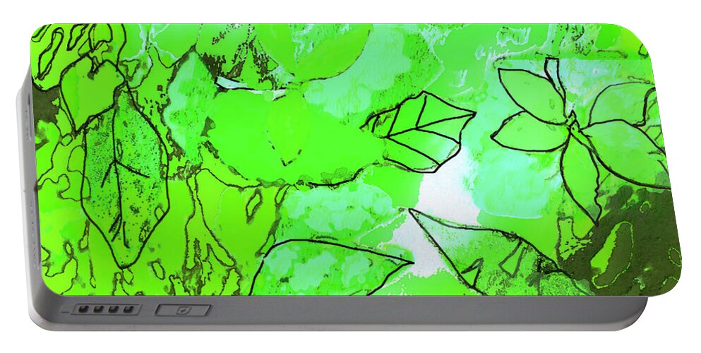 Abstract Portable Battery Charger featuring the digital art Spring Leaves Watercolor by Sharon Williams Eng