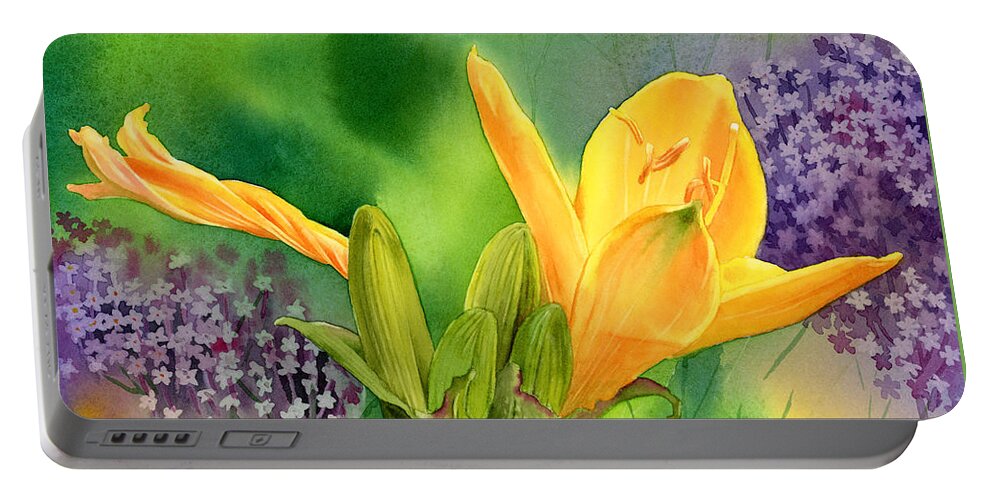 Lily Portable Battery Charger featuring the painting Spring Melody by Espero Art