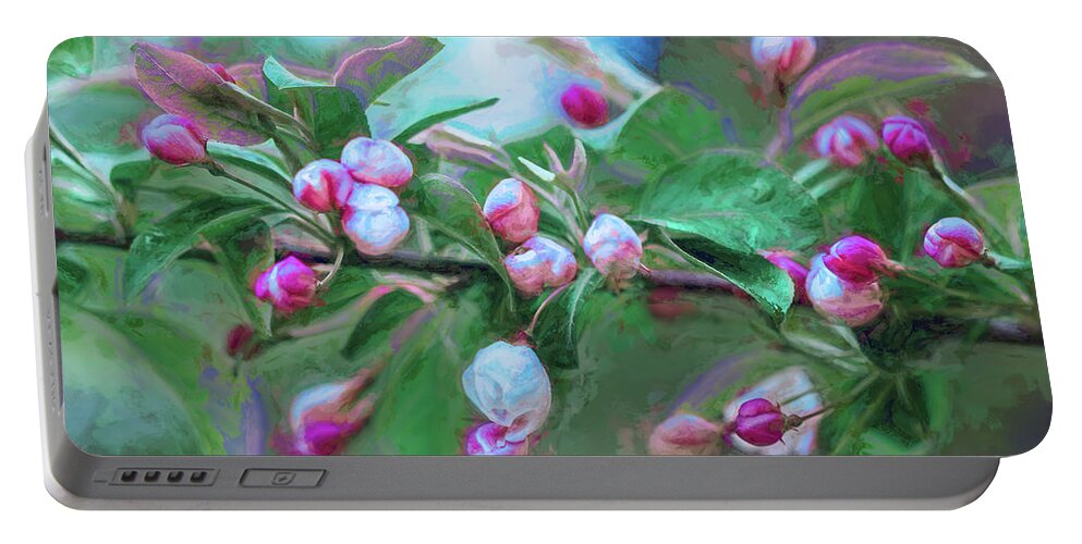 Spring Portable Battery Charger featuring the digital art Spring Tree Buds by Barry Wills