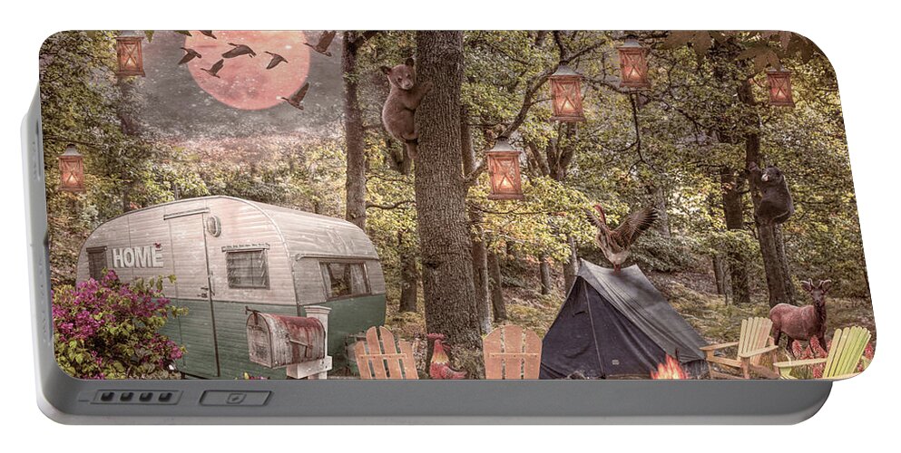 Camper Portable Battery Charger featuring the photograph Springtime Cottage Camping by Debra and Dave Vanderlaan