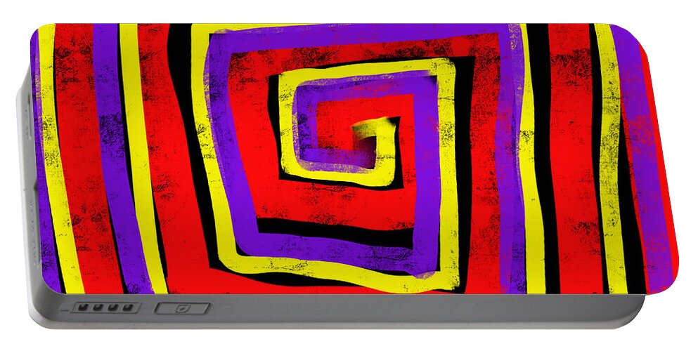 Abstract Portable Battery Charger featuring the digital art Squared In by Susan Fielder