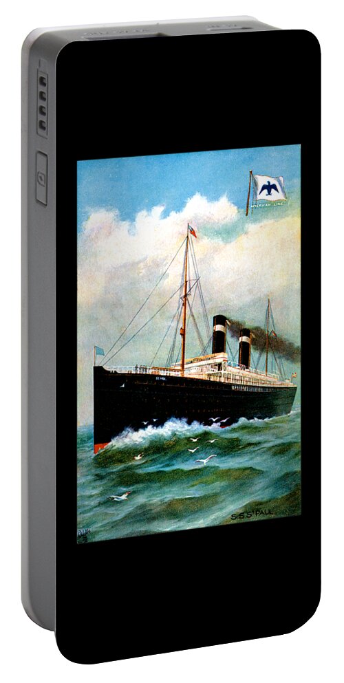 Paul Portable Battery Charger featuring the painting SS Saint Paul Cruise Ship by Unknown