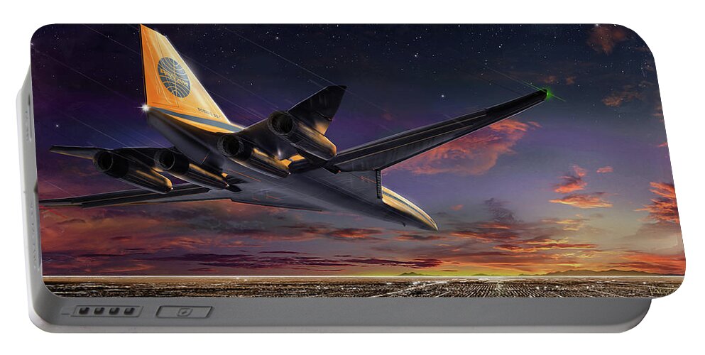 Aerospace Portable Battery Charger featuring the digital art SST approach nose and wheels coming down by James Vaughan