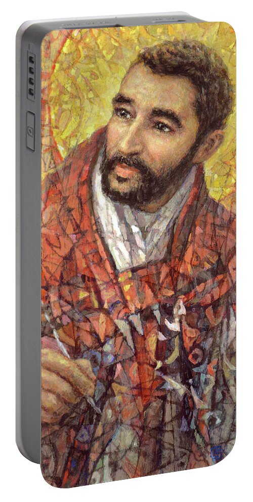 Saint Portable Battery Charger featuring the painting St. Ignatius by Cameron Smith